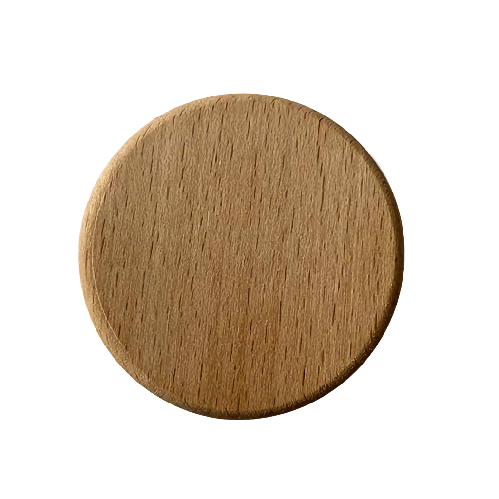 Freisteller des UpCandle Holzdeckels aus Buchenholz – passend für UpCandle Aromakerzen, schützend und dekorativ