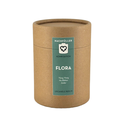UpCandle Refill Flora in brauner Kraftpapier-Pappröhre mit Etikett, Kategorie Focus