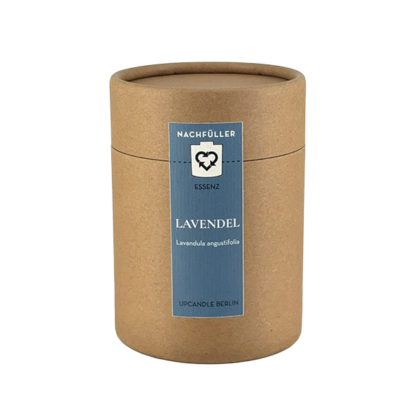 UpCandle Refill Lavendel in brauner Pappröhre aus Kraftpapier mit Etikett, Kategorie Relax