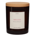 Produktfreisteller der UpCandle Aromakerze Melisse im braunen Glas – frischer, zitroniger Duft aus ätherischem Melissenöl, handgefertigt in Berlin.