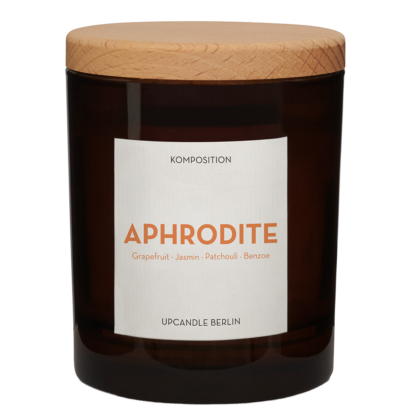 Vegane Duftkerze Aphrodite aus Rapswachs mit Baumwolldocht im Glas, handgemacht in Berlin