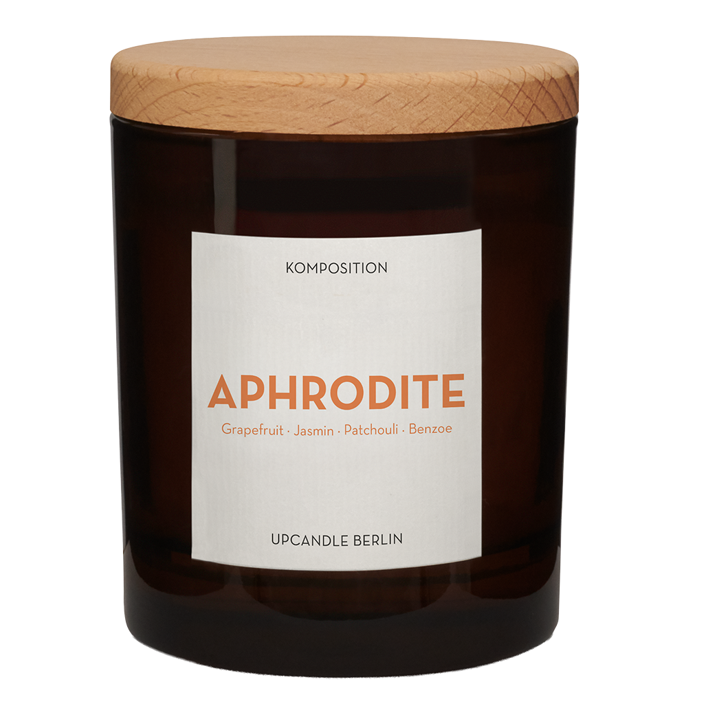 Vegane Duftkerze Aphrodite aus Rapswachs mit Baumwolldocht im Glas, handgemacht in Berlin